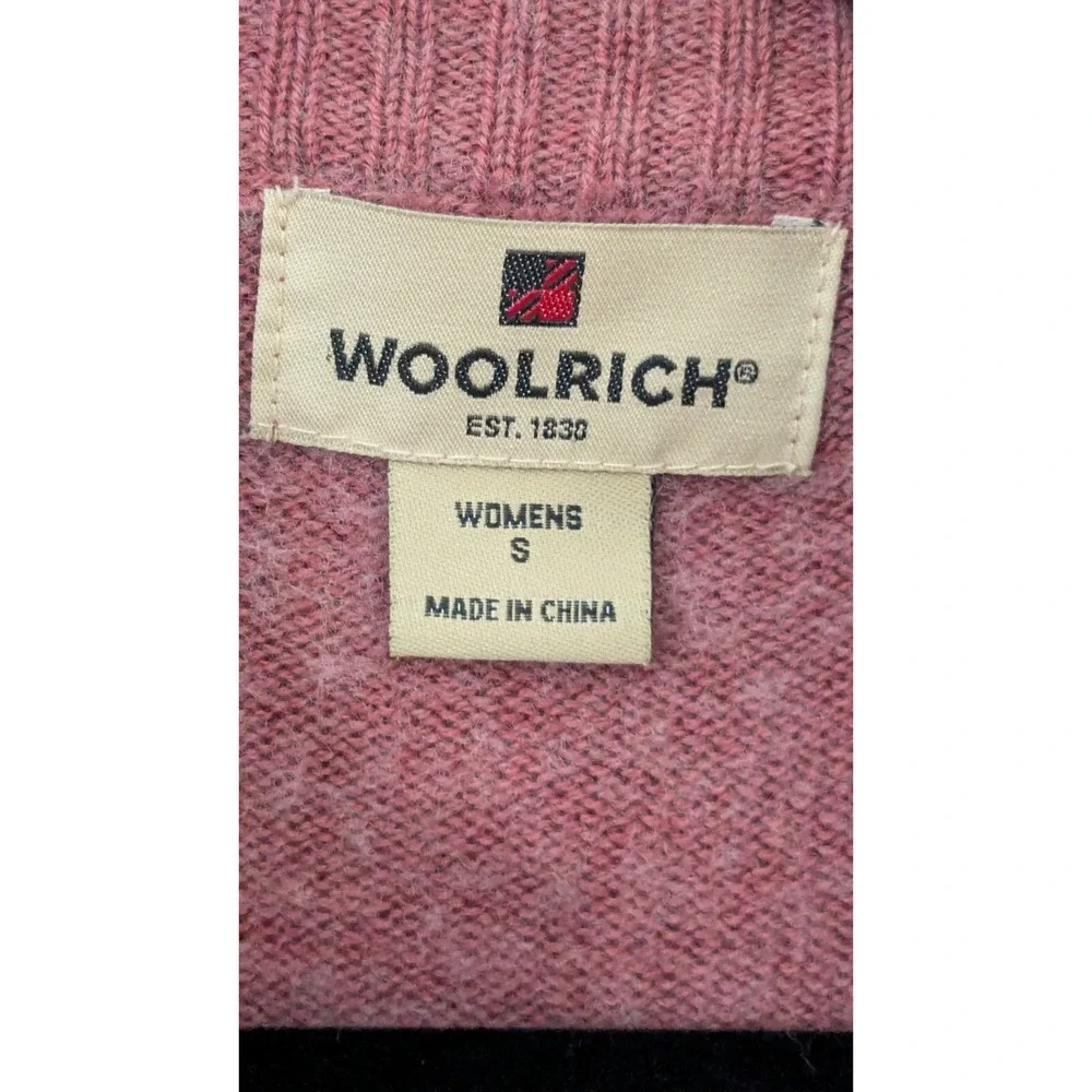 Woolrich Dahlia Pink Tweed Full Zip Cardigan Sweater Wool Blend Small Vintage